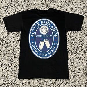 Active Ride Shop Tee Shirt Black Short Sleeve Cheers Label Logo Graphic Small